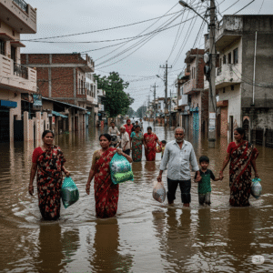 भारतीय राज्यों में बाढ़ जैसे हालात – भारी बारिश से बाढ़